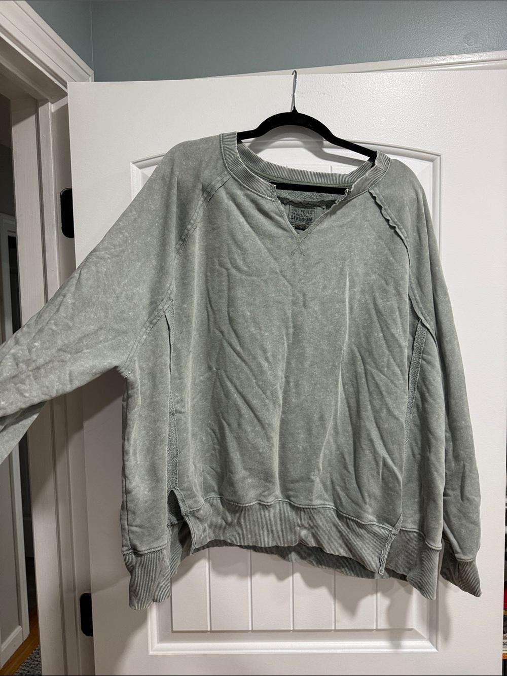 American Eagle Relaxed Crewneck Sweater in Sage Green - Women